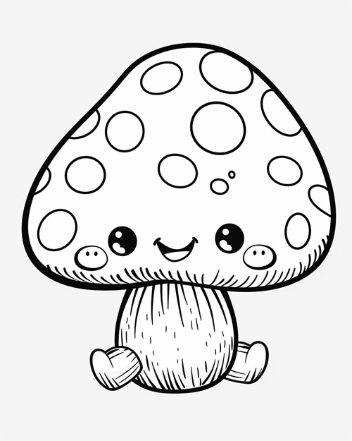 coloring page of a Kawaii Toadstool plushy