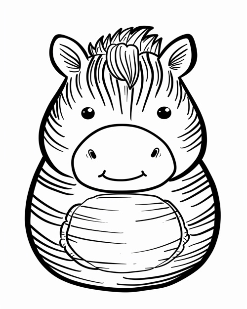 coloring page of a Mochi Zebra Pillow