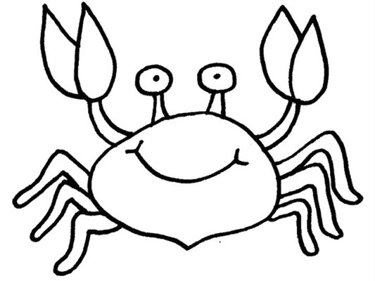 hand drawn cartoon coloring page of a crab