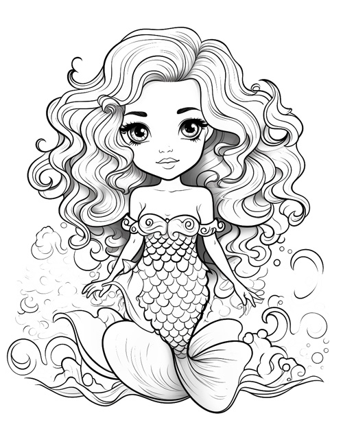 Young mermaid coloring page