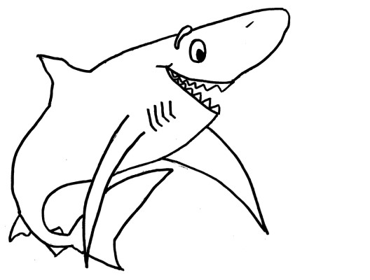 cartoon great white shark coloring page
