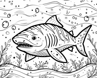 coloring page of a tiger shark
