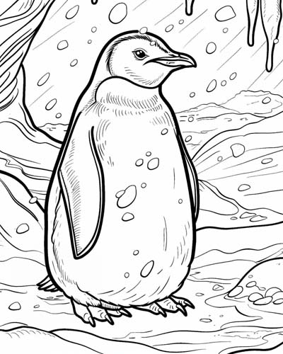Emperor penguin chick coloring page