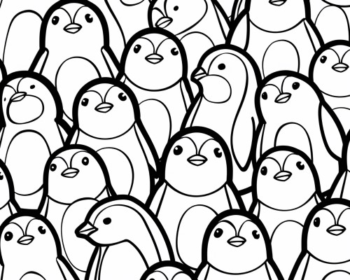 penguin doodle art coloring page
