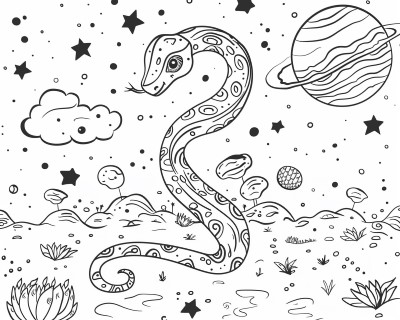 Alien snake coloring page