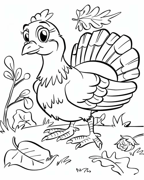 cartoon turkey coloring page