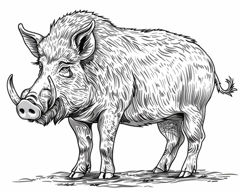 realistic coloring page of a wild boar