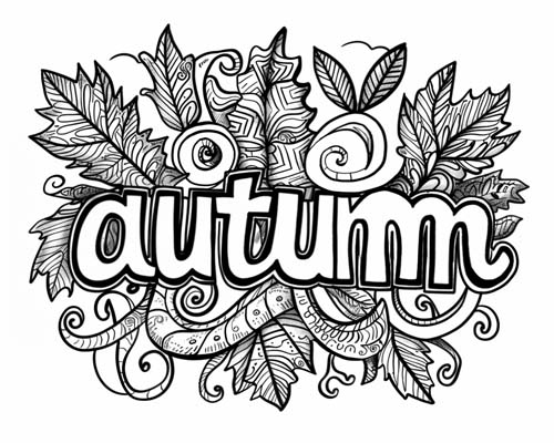 word art coloring page - autumn