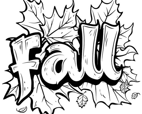 word art coloring page - fall