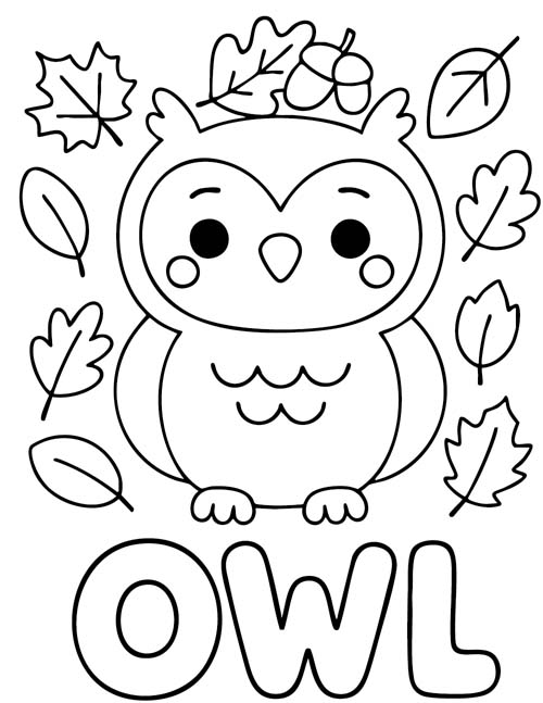 easy preschool coloring page of autumn wildlife