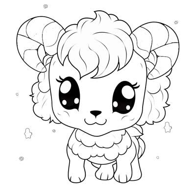 bighorn sheep with curved horns coloring page