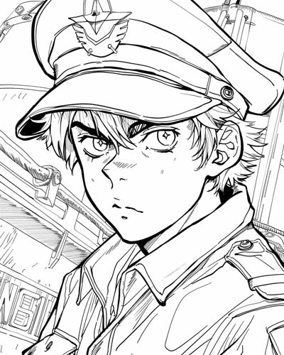coloring page of a captain