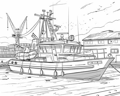coloring page of a coast guard