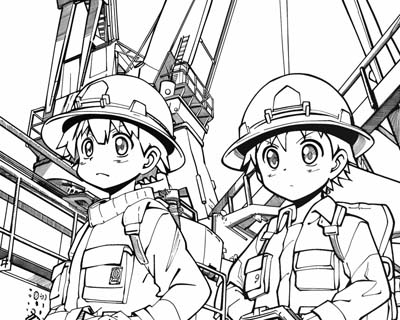 coloring page of dock workers