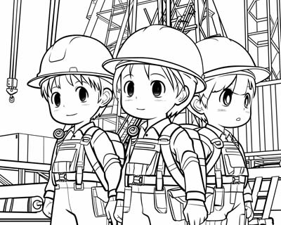 coloring page of dock workers