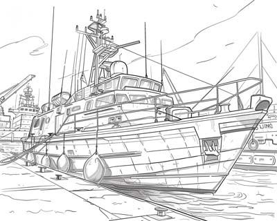 coloring page of the harbour