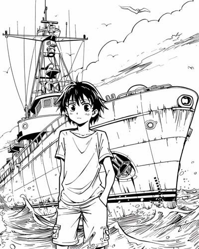 coloring page of a ship