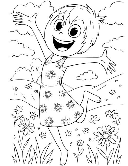 inside out coloring page of joy