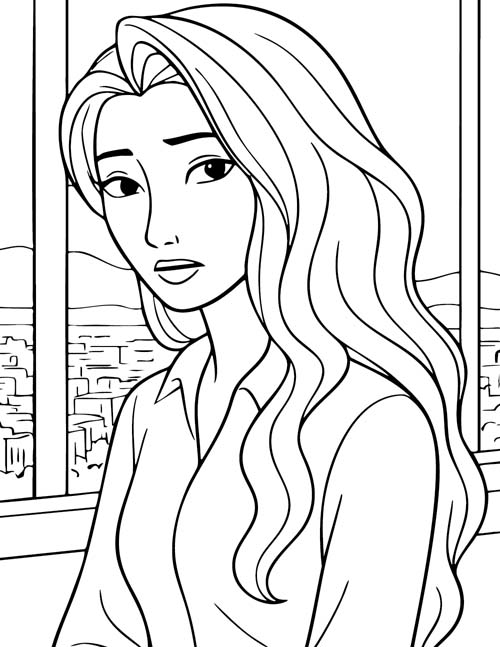 k-pop demon hunters coloring page of Celine