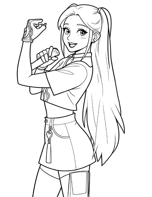 Halloween coloring page of a child dressed up like Mira