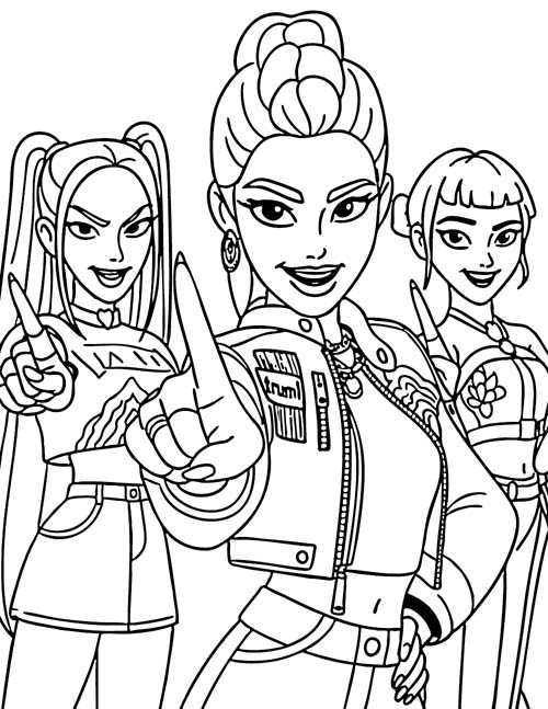 coloring page of HUNTR/X