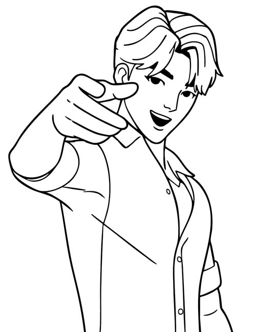 k-pop demon hunters coloring page of Jinu