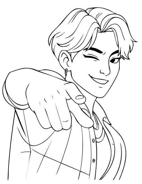 k-pop demon hunters coloring page of Jinu