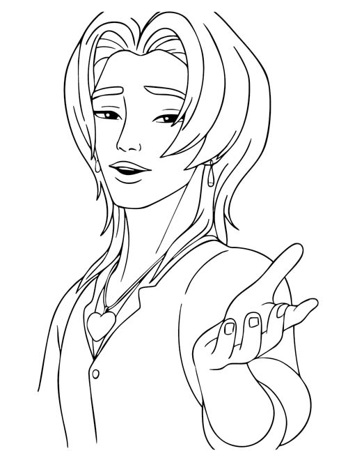 k-pop demon hunters coloring page of Romance