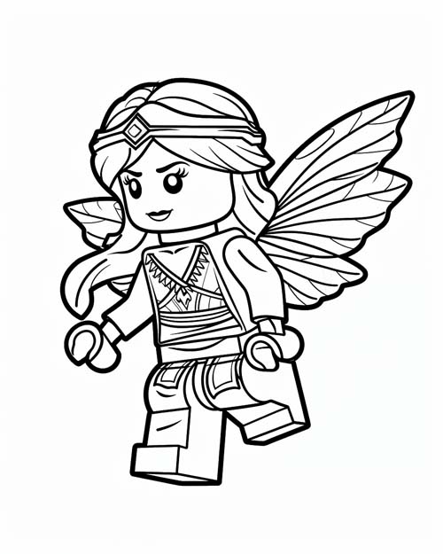 coloring page of a lego fairy