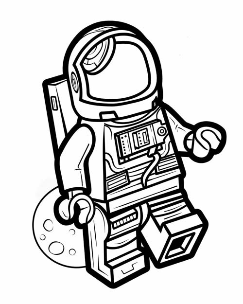 coloring page of a lego astronaut