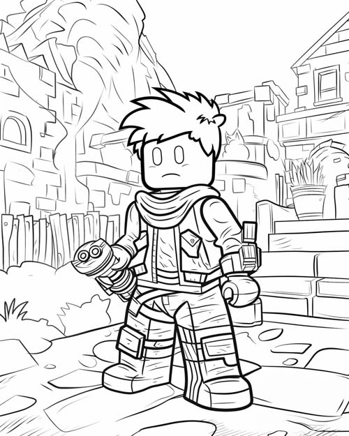 coloring page of a lego explorer