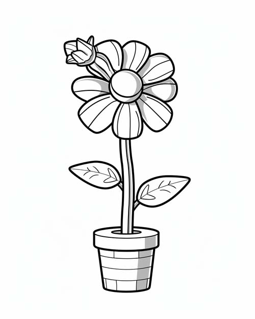 coloring page of a lego flower