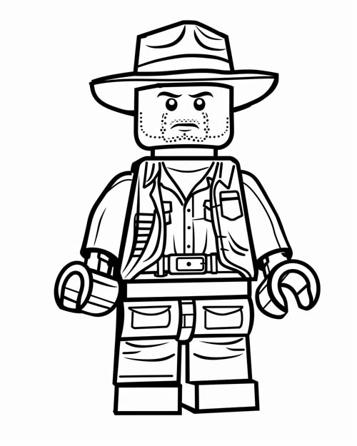 coloring page of a lego Indiana Jones