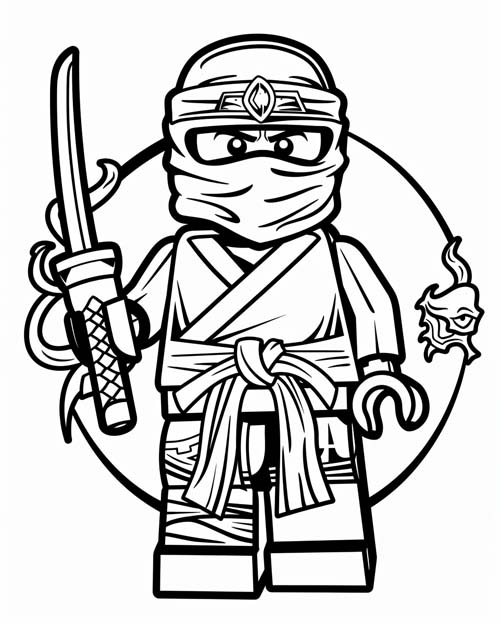 coloring page of a lego ninjago