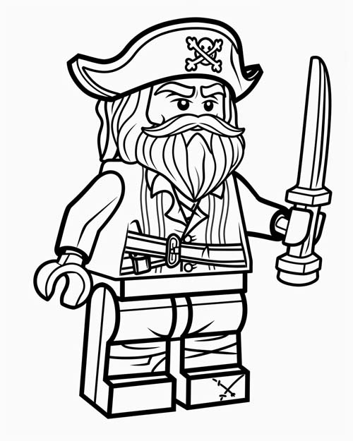 coloring page of a lego pirate