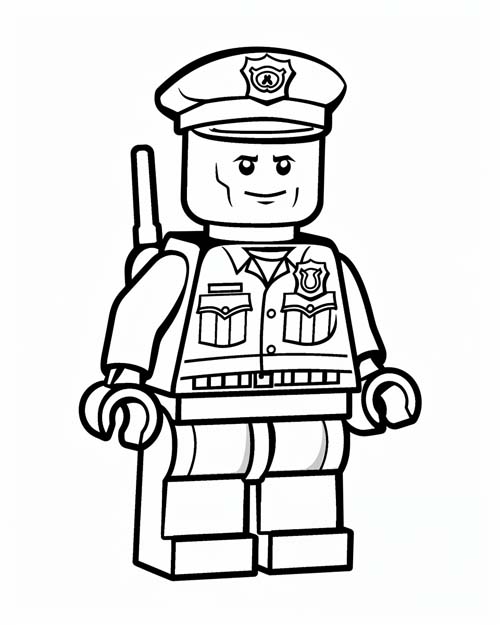 coloring page of a lego police