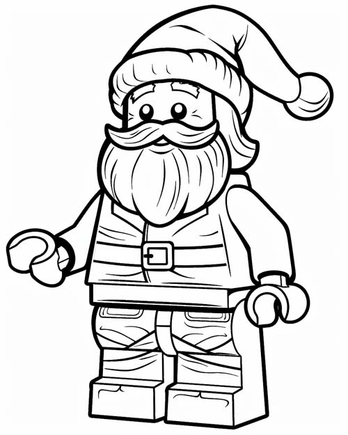 coloring page of a lego santa