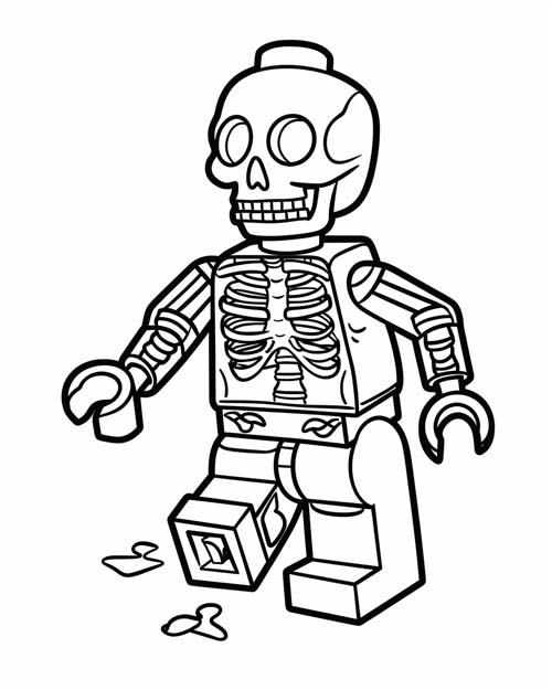 coloring page of a lego skeleton
