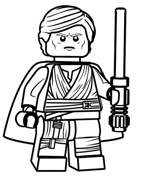 coloring page of lego Luke Skywalker