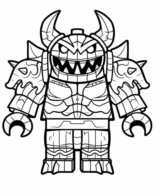 coloring page of a lego monster