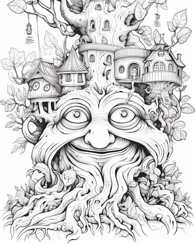 talking tree coloring page