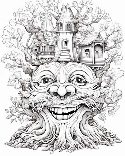 talking tree coloring page