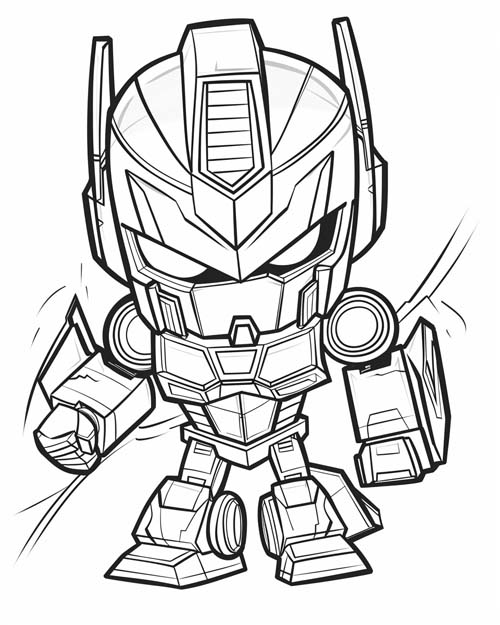 Chibi Coloring Page of a Transformer