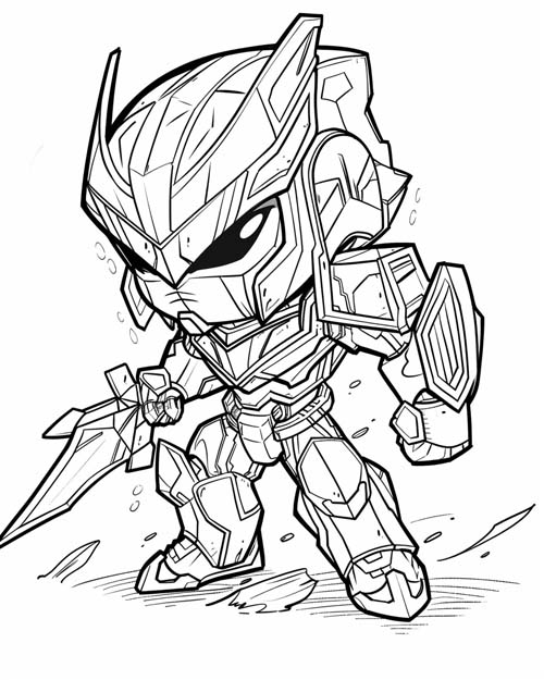 Chibi Coloring Page of a Transformer