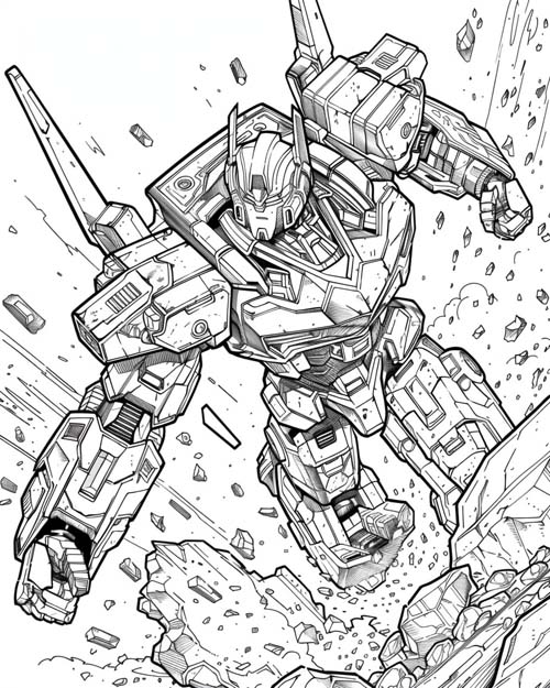 transformer coloring page of exploding pavement