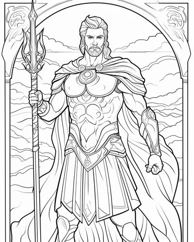 coloring page of the Celtic hero, Cu Chulainn