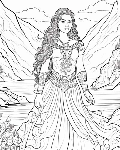 Celtic goddess Danu coloring page