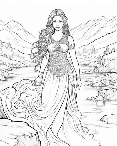 Danu the mother goddess coloring page
