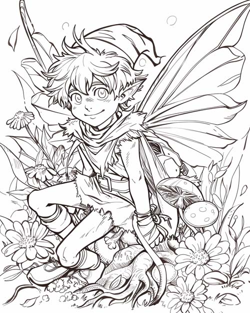 folklore coloring page of Puck