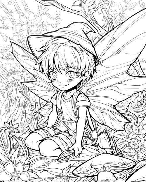 folklore coloring page of Puck